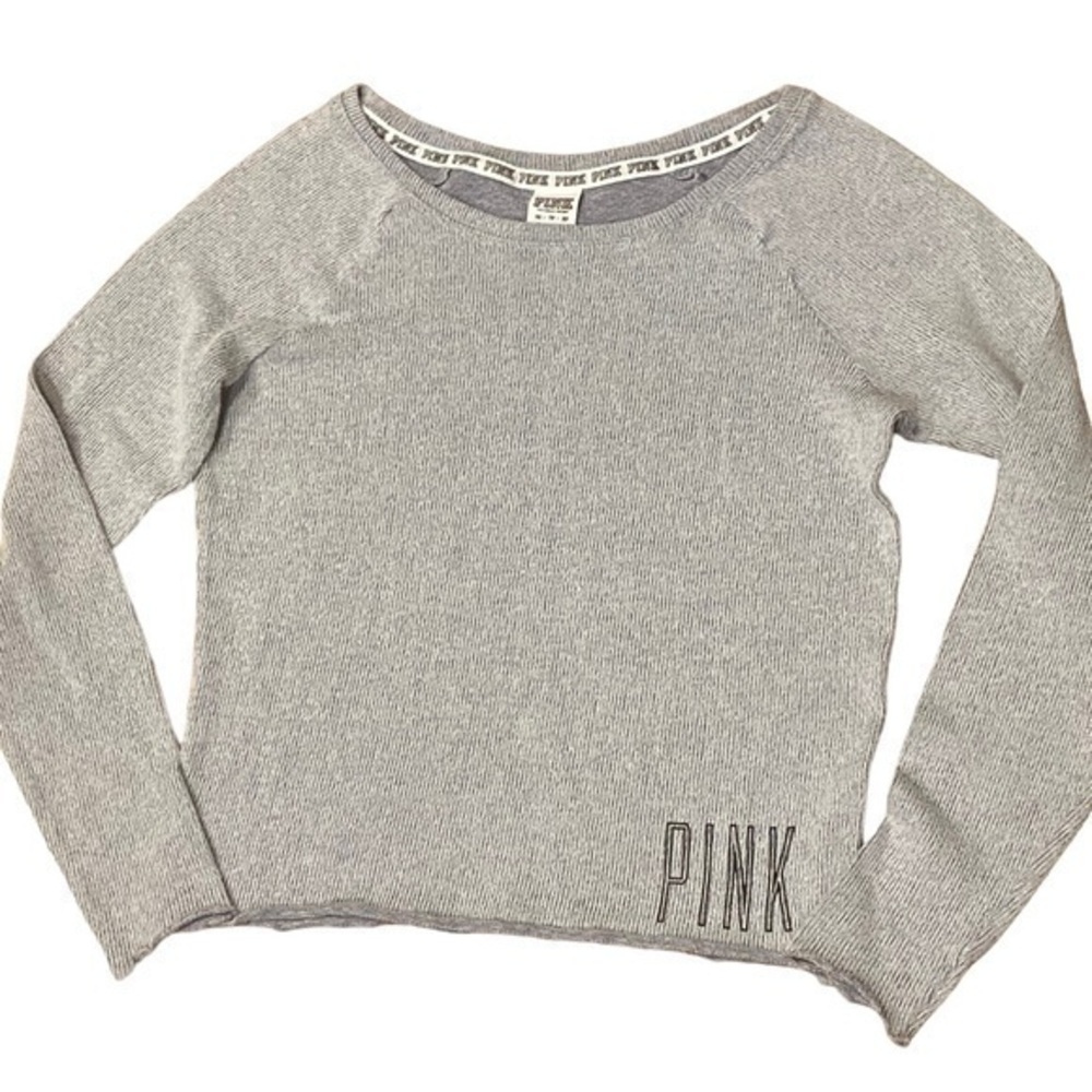 XS Pink by Victoria Secret Sweater Gray - Blue Womens Shirt Top Long Sleeve